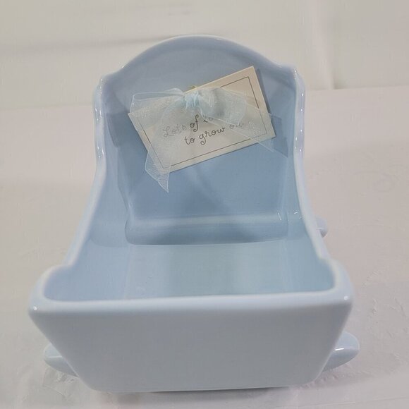 Hallmark Signature Baby Boy Blue Ceramic Keepsake Cradle Rocker Lots of Love - Picture 10 of 16
